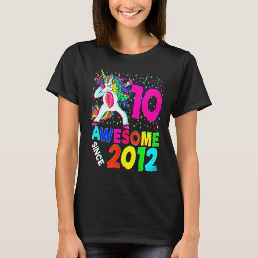 10e verjaardag Dabbing Unicorn Party 10 T-shirt (Voorkant)