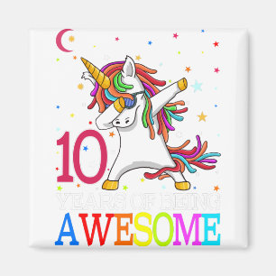 10e verjaardag Dabbing Unicorn Party Gift 10 jaar Magneet