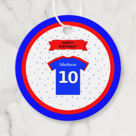 10e verjaardag dank je rode witte blauwe sterren bedankjes labels