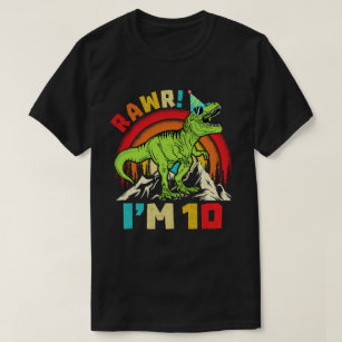 10e verjaardag Dinosaur T Rex Rawr Ik ben 10 voor  T-shirt