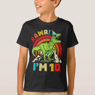 10e verjaardag Dinosaur T Rex Rawr Ik ben 10 voor  T-shirt