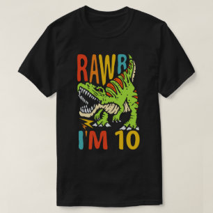 10e verjaardag Dinosaur T Rex Rawr Ik ben 10 voor  T-shirt