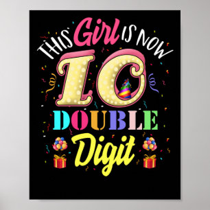 10e verjaardag Dit meisje is nu 10 cijfers Poster