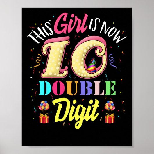 10e verjaardag Dit meisje is nu 10 cijfers Poster (Voorkant)