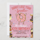 10e verjaardag Donut Thema Grappige Meisjes Feestj Kaart (Voorkant)