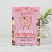 10e verjaardag Donut Thema Grappige Meisjes Feestj Kaart (Staand voorkant)