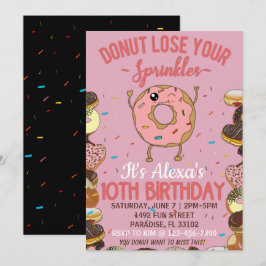 10e verjaardag Donut Thema Grappige Meisjes Feestj Kaart