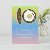 10e verjaardag Donuts Rainbow Ombre Party Kaart (Staand voorkant)