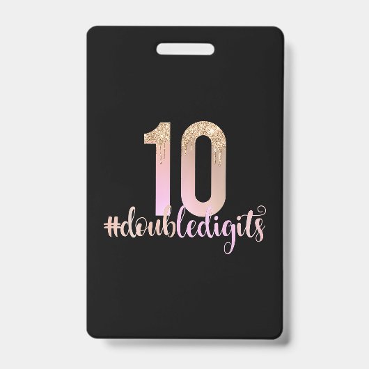 10e verjaardag Double Digits Meisjes Perzik Ombre Badge (Voorzijde)