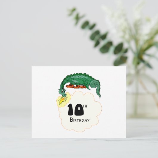 10e verjaardag draak briefkaart (Staand voorkant)