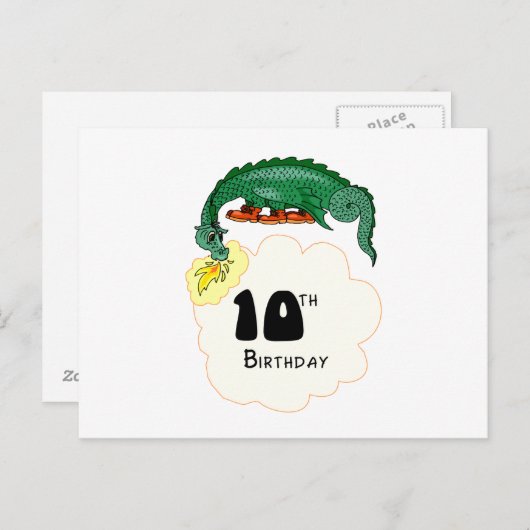 10e verjaardag draak briefkaart (Voorkant / Achterkant)