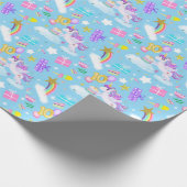 10e Verjaardag Eenhoorn Patroon Wrapping Paper Cadeaupapier (Hoek)