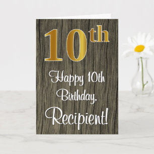 10e verjaardag: Elegant Faux Gold Kijk #, Faux Woo Kaart