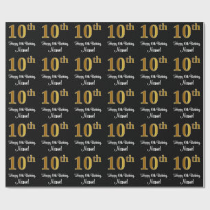 10e verjaardag: Elegant luxe Faux Gold-look # Cadeaupapier