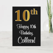 10e verjaardag ~ Elegant Luxe Faux Gold Look # Kaart (Voorkant)