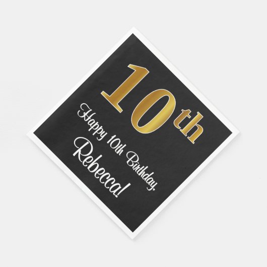 10e verjaardag ~ Elegant Luxe Faux Gold Look # Servet (Hoek)