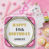 10e verjaardag Elegant Pink Gold Papieren Bordje (Feest)