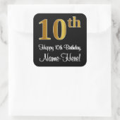 10e verjaardag - Elegante luxe Faux Gold look # Vierkante Sticker (Tas)