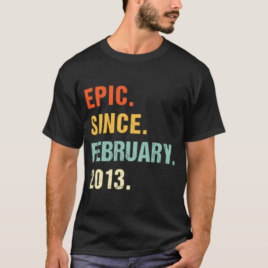 10e verjaardag epic Sinds februari 2013 10 jaar el T-shirt (Voorkant)