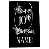 10e verjaardag: Fancy, elegant script + aangepaste Medium Cadeauzakje (Voorkant)