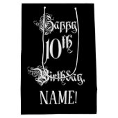 10e verjaardag: Fancy, elegant script + aangepaste Medium Cadeauzakje (Achterkant)