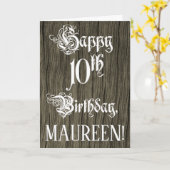 10e verjaardag: Fancy, elegante tekst; Faux Hood K Kaart (Gele Bloem)