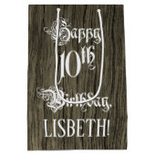 10e verjaardag: Fancy, Faux Wood Kijk + Aangepaste Medium Cadeauzakje (Achterkant)