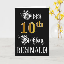 10e verjaardag — Fancy script; Faux Gold Kijk; naa Kaart