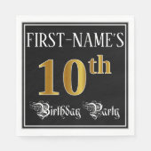 10e verjaardag — Fancy script, Faux Gold look Servet (Voorkant)