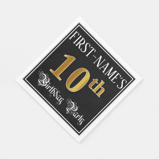 10e verjaardag — Fancy script, Faux Gold look Servet (Hoek)