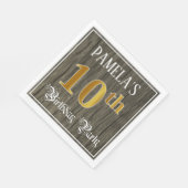 10e verjaardag — Faux Gold & Faux Wood Servet (Hoek)