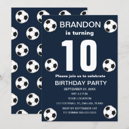 10e Verjaardag Feest Voetbal Blauwe Jongens Sport Kaart