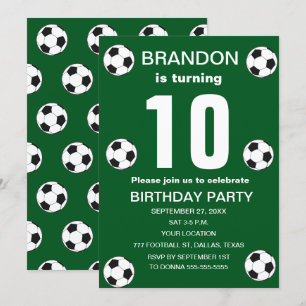10e Verjaardag Feest Voetbal Groene Jongens Sport Kaart