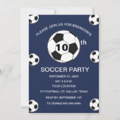 10e Verjaardag Feest Voetbal Marine Blue Boys Spor Kaart (Voorkant)