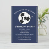 10e Verjaardag Feest Voetbal Marine Blue Boys Spor Kaart (Staand voorkant)