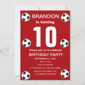 10e Verjaardag Feest Voetbal Rode Jongens Sport Kaart (Voorkant)