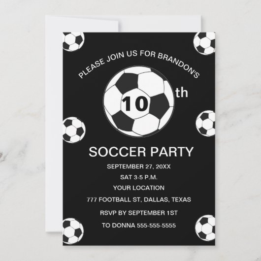 10e Verjaardag Feest Voetbal Zwarte Jongens Sport Kaart (Voorkant)