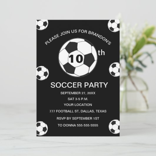 10e Verjaardag Feest Voetbal Zwarte Jongens Sport Kaart (Staand voorkant)