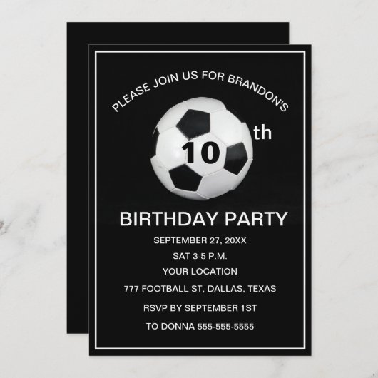 10e Verjaardag Feest Voetbal Zwarte Jongens Sport Kaart (Voorkant / Achterkant)