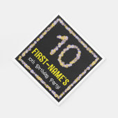 10e verjaardag: Floral Flowers Number, Custom Name Servet (Hoek)