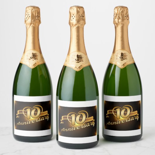 10e verjaardag, Food and Beverage Label Set. Sparkling Wijnetiket (Flessen)