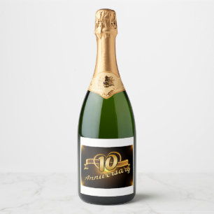 10e verjaardag, Food and Beverage Label Set. Sparkling Wijnetiket