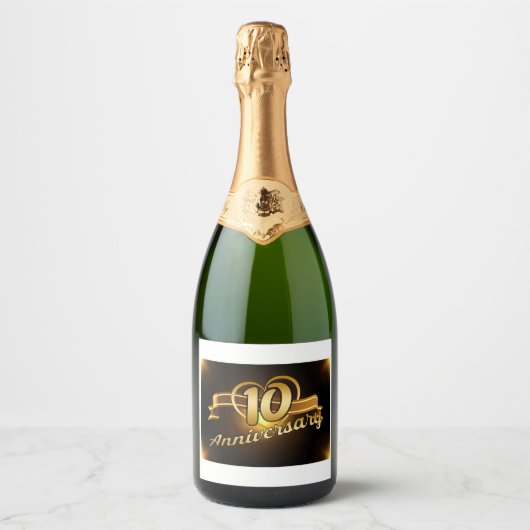 10e verjaardag, Food and Beverage Label Set. Sparkling Wijnetiket (Voorkant)