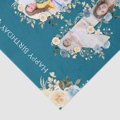 10e verjaardag Foto Collage Blauwgroen Yellow Flow Tissuepapier (Detail)