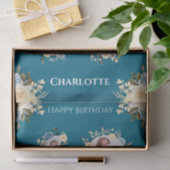 10e verjaardag Foto Collage Blauwgroen Yellow Flow Tissuepapier (Geschenk)