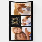 10e verjaardag foto collage zwarte goudtypografie spandoek (Verticaal)