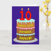 10e verjaardag: Fun Cake and Candles + Custom Name Kaart (Gele Bloem)