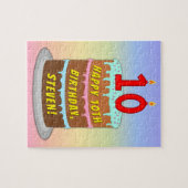 10e verjaardag: Fun Cake and Candles + Custom Name Legpuzzel (Horizontaal)