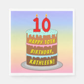 10e verjaardag: Fun Cake and Candles + Custom Name Servet (Voorkant)