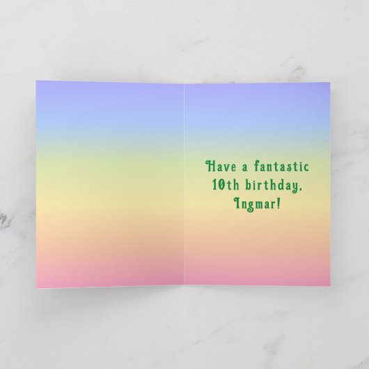 10e verjaardag — Fun Cake & Candles, w/ Eigen naam Kaart (Binnen)